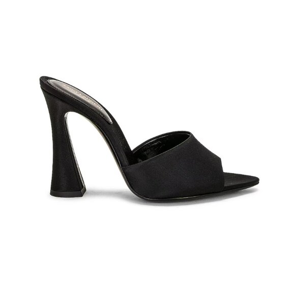 Saint Laurent Black Satin Mule Sandals w/ Box + Dustbags - Picture 2 of 10